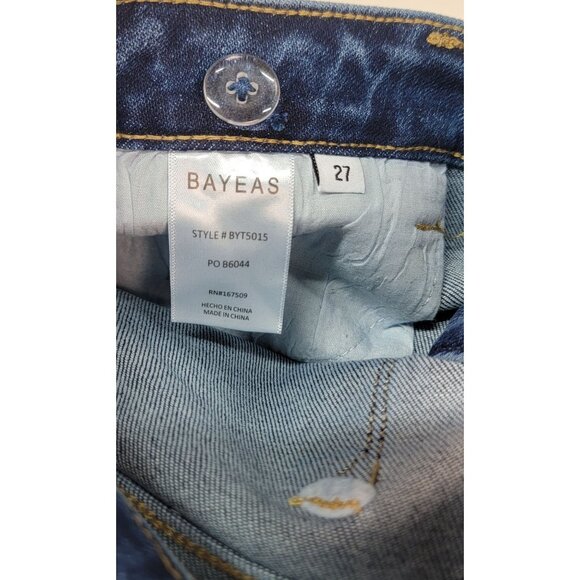 Bayeas Jeans Mid Rise Cross Over Button Straight Leg Denim Womens Size 27 NEW - Picture 6 of 11